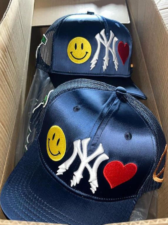 N.Y  H.L.M.P (Happiness, Love, Money & Peace) Satin Trucker Hats